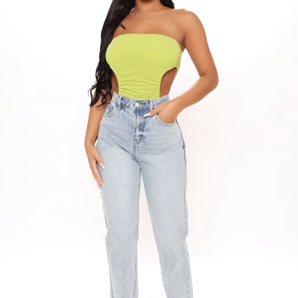 FashionNova - We mesh together tube bodysuit. Size - Small. Color - lime. New!